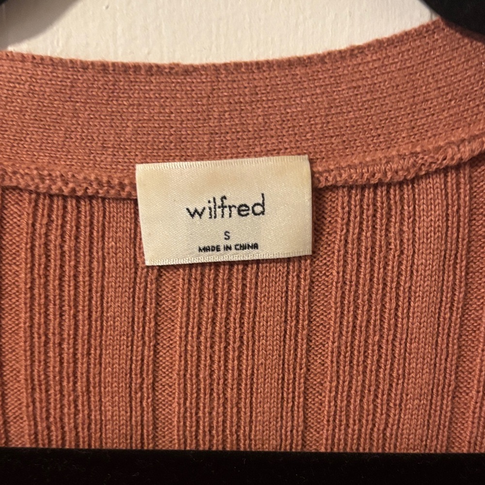 Wilfred Terracotta Ribbed Cardigan - Picture 2 of 3